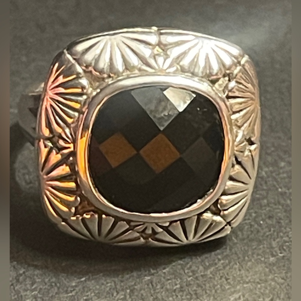 Cushion cut onyx cocktail  Ring